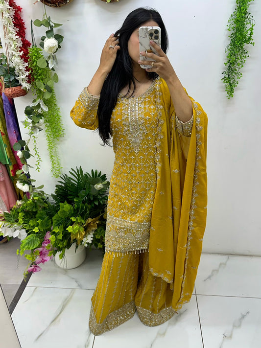 Vibrant stone & mirror party wear suit (click for colors)