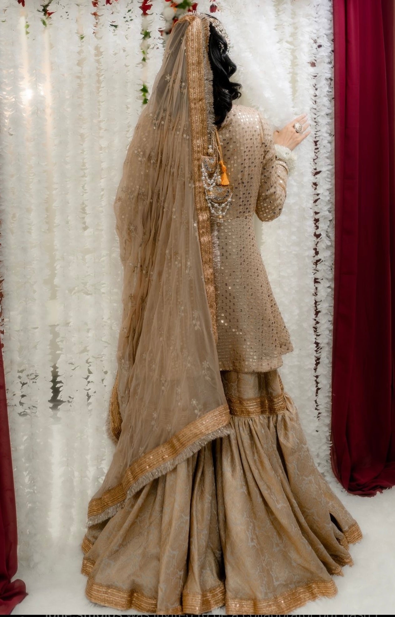 Gold sequined gharara