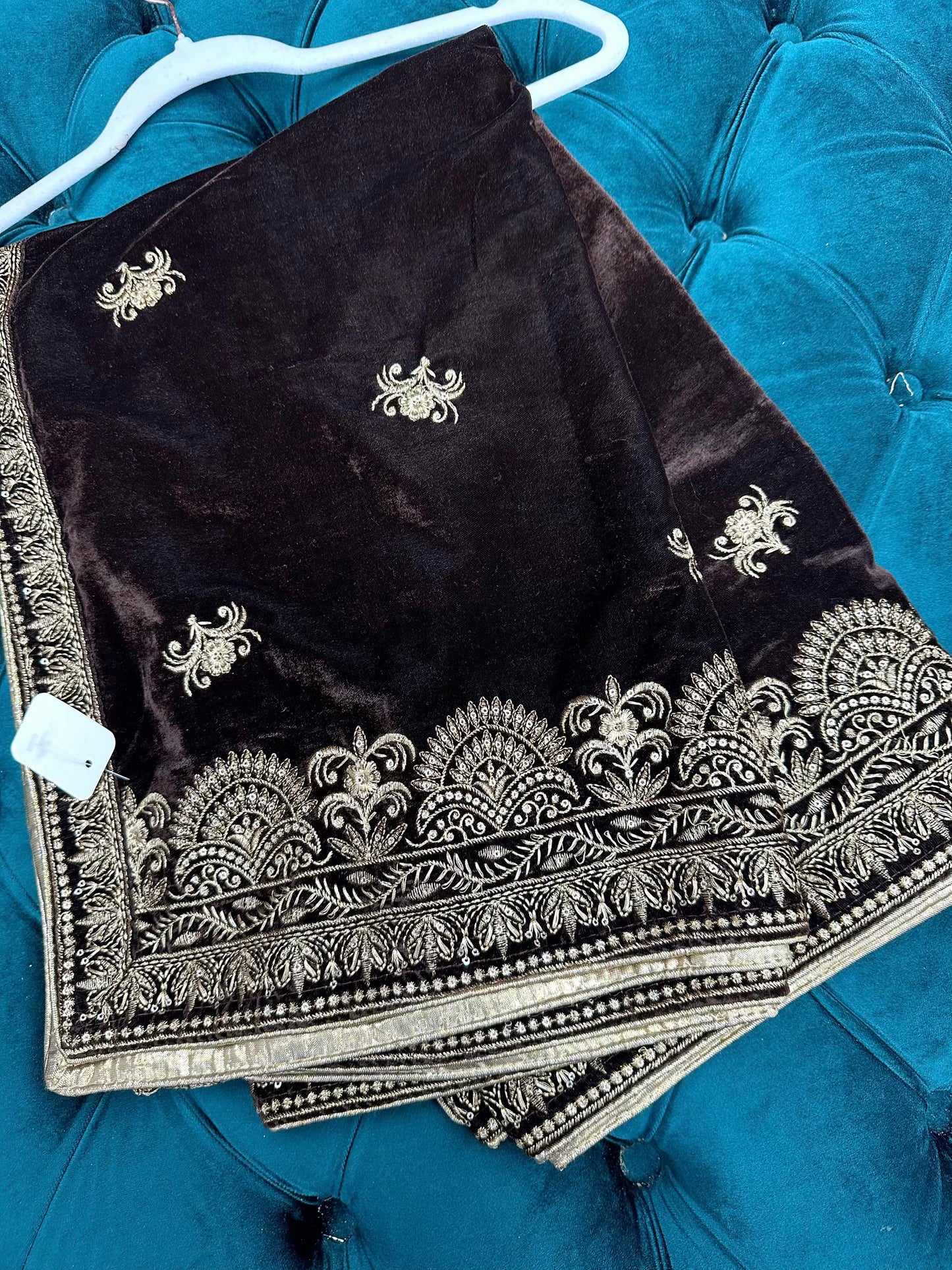 Chocolate brown velvet shawl