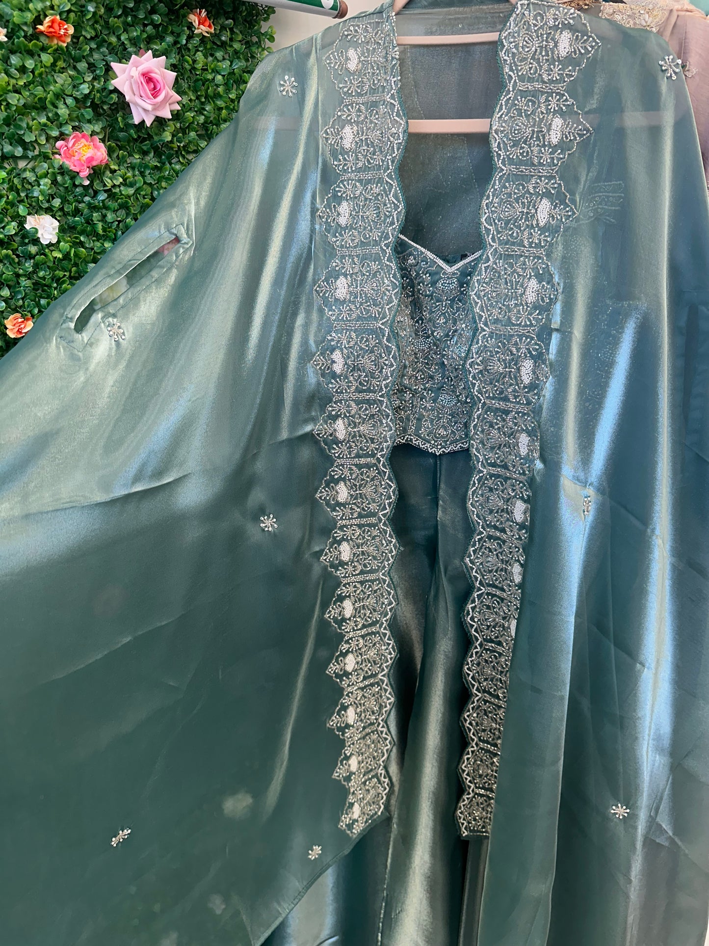 Silk tissue hand work cape