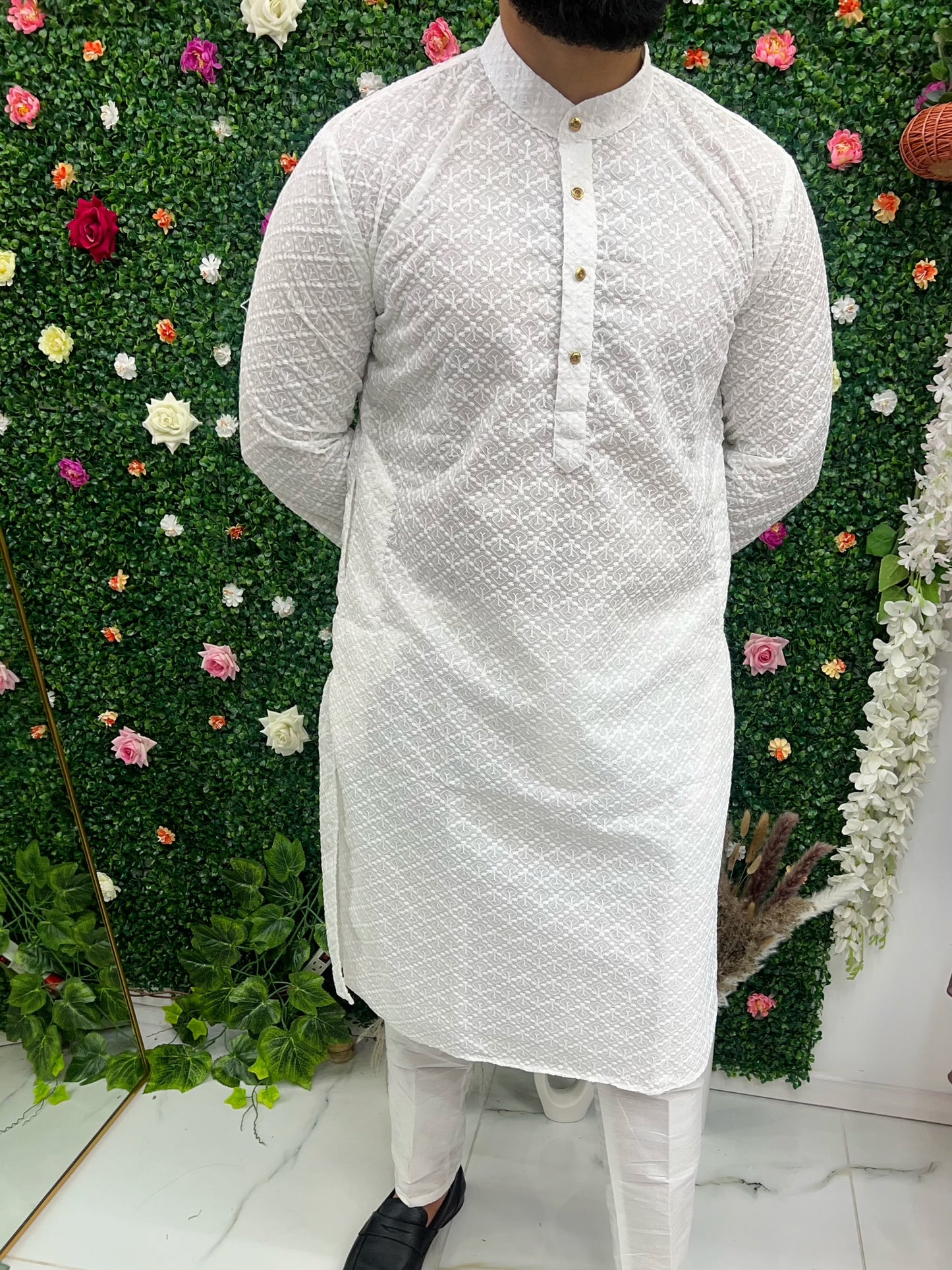 White cotton sequence kurta