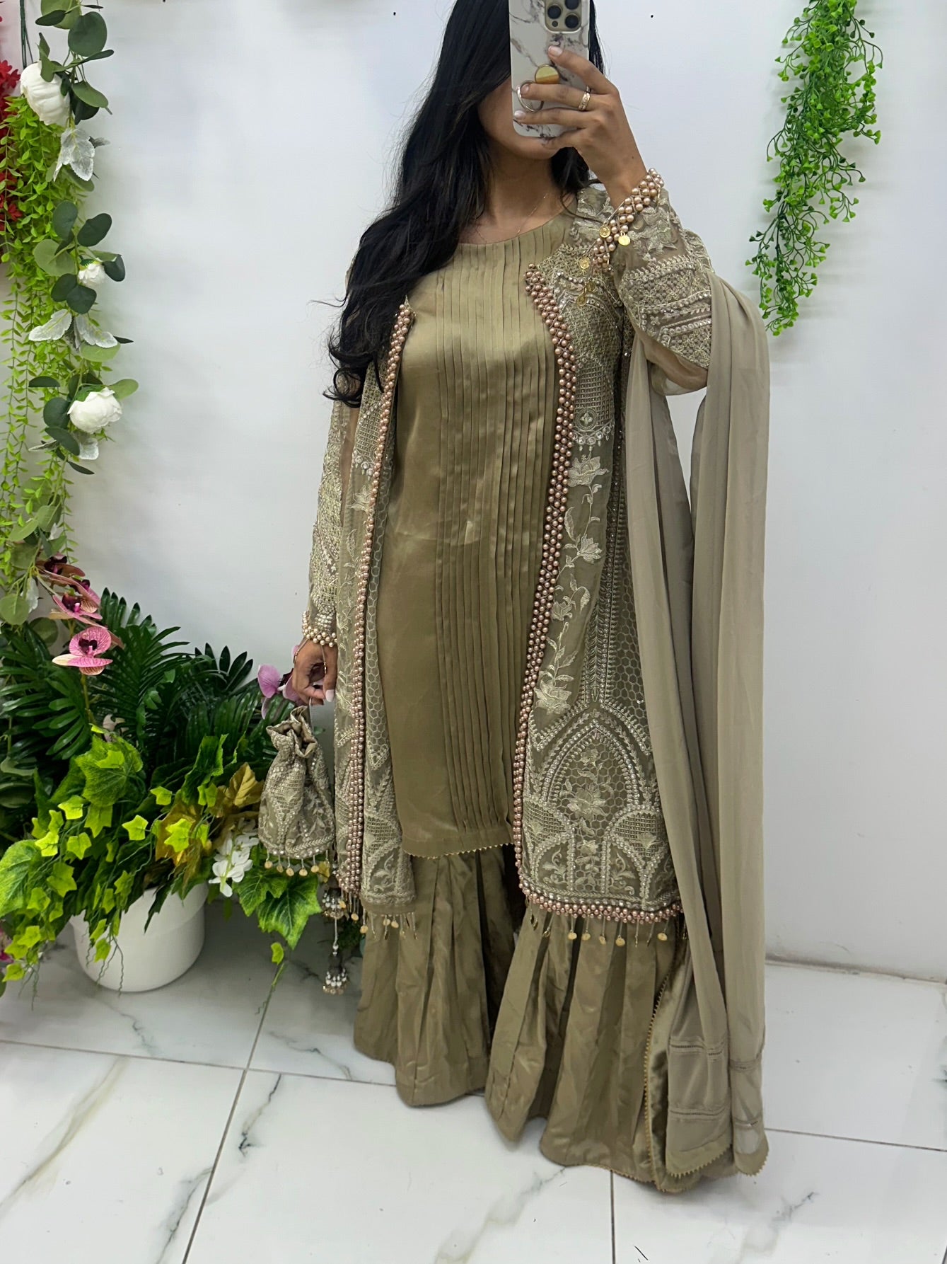 Light olive jacket style four piece suit