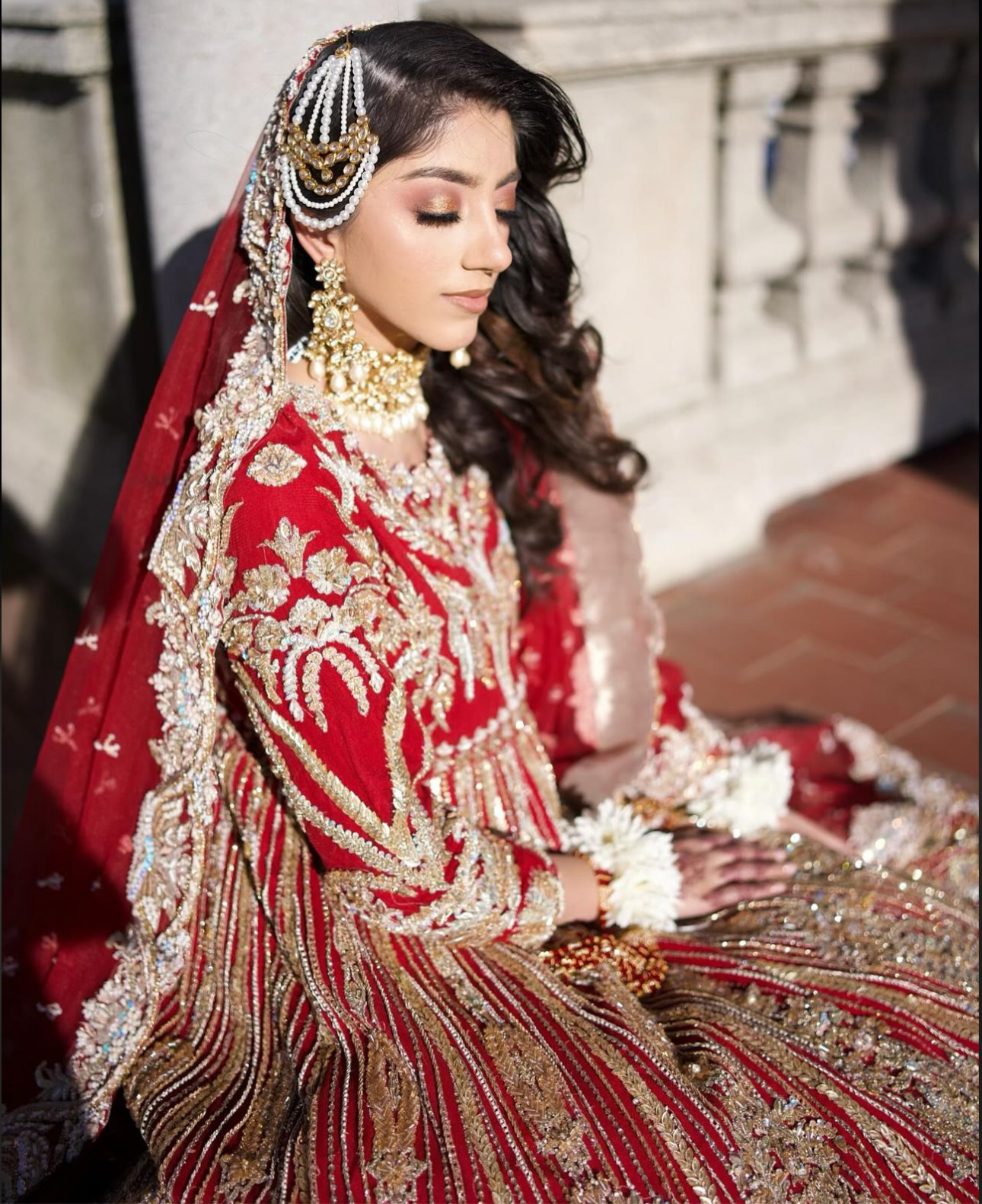 Dark red bridal maxi with all hand work