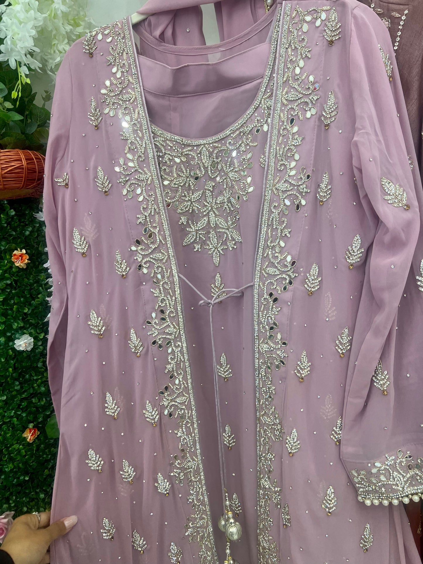 Fancy heavy stone jacket high low four piece suit