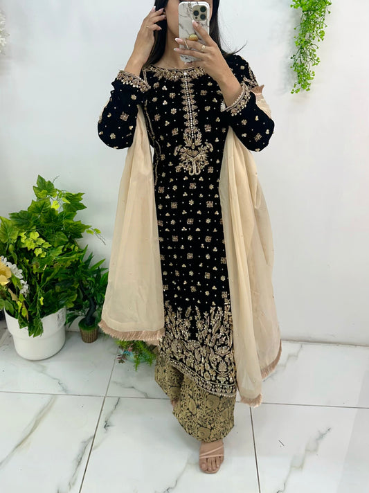 Heavy party wear velvet suit