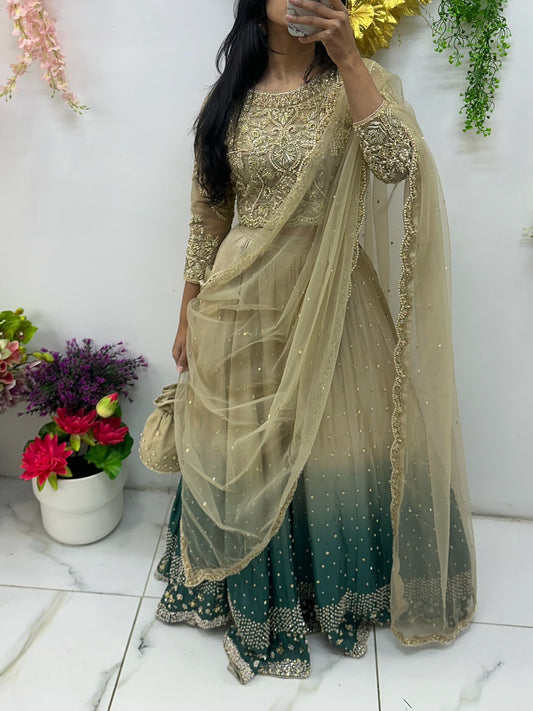 Premium silk lehenga with all over hand work