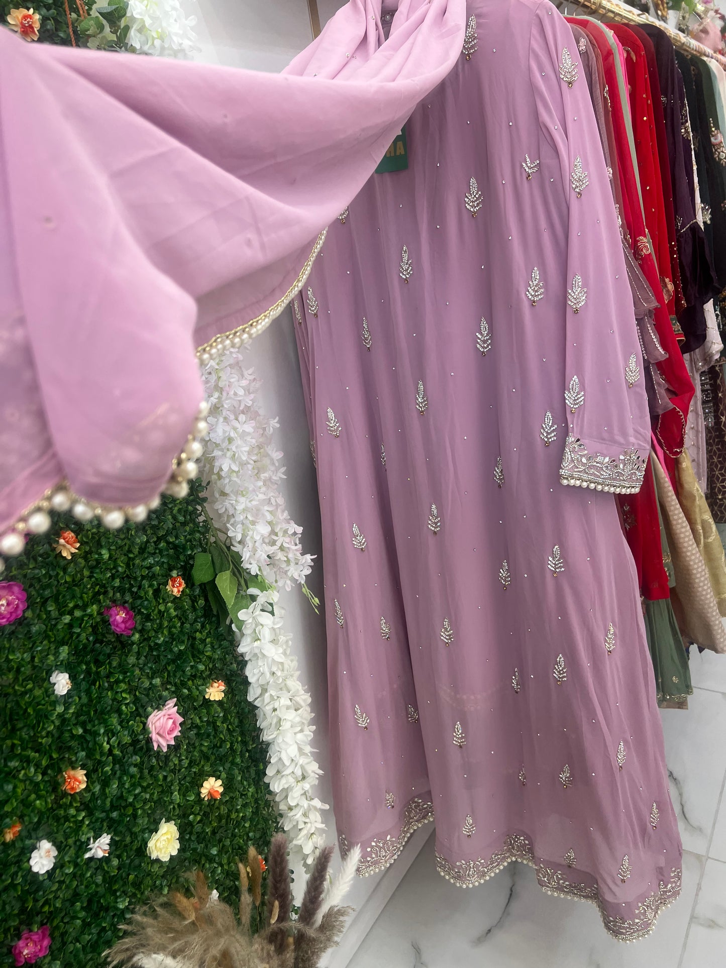 Fancy heavy stone jacket high low four piece suit