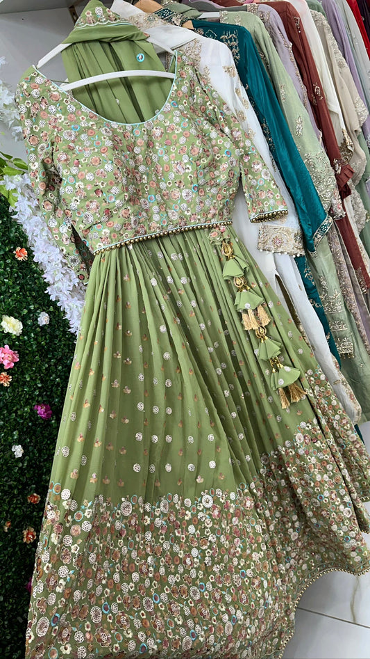 Light olive green lehenga choli