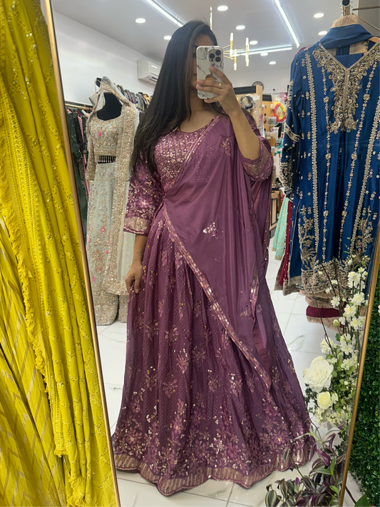 Purple sequenced lehenga choli