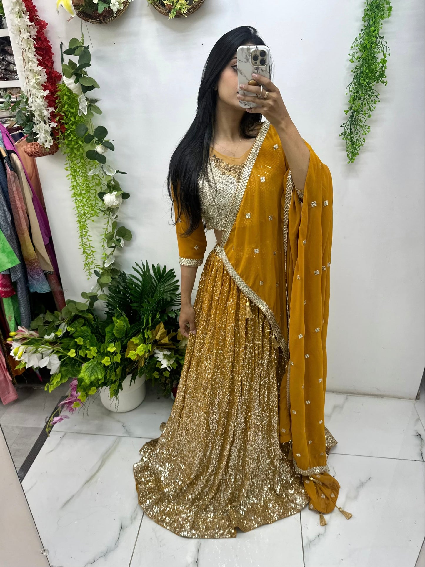 Light orange sequence lehenga