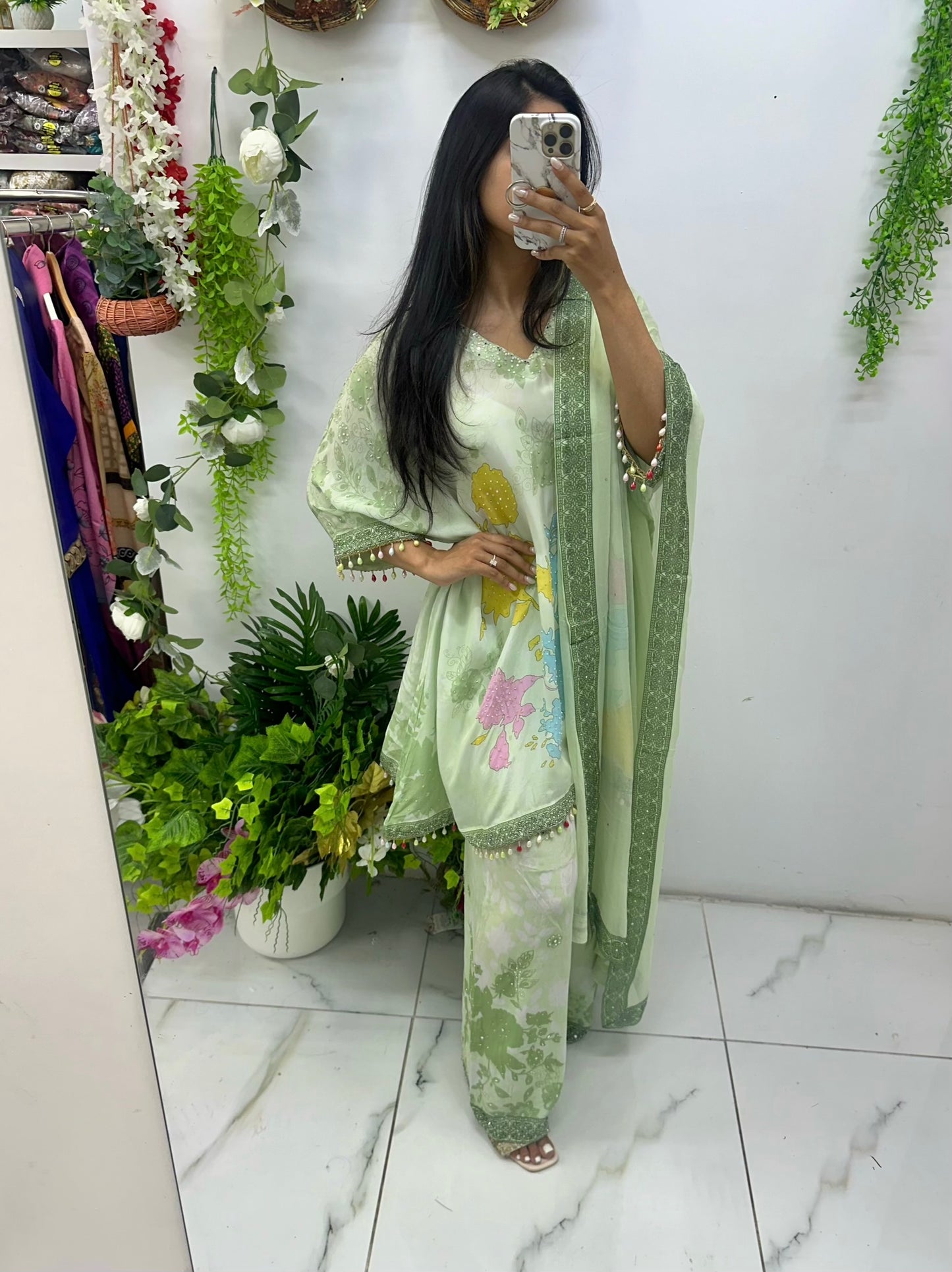 Light green kaftan suit