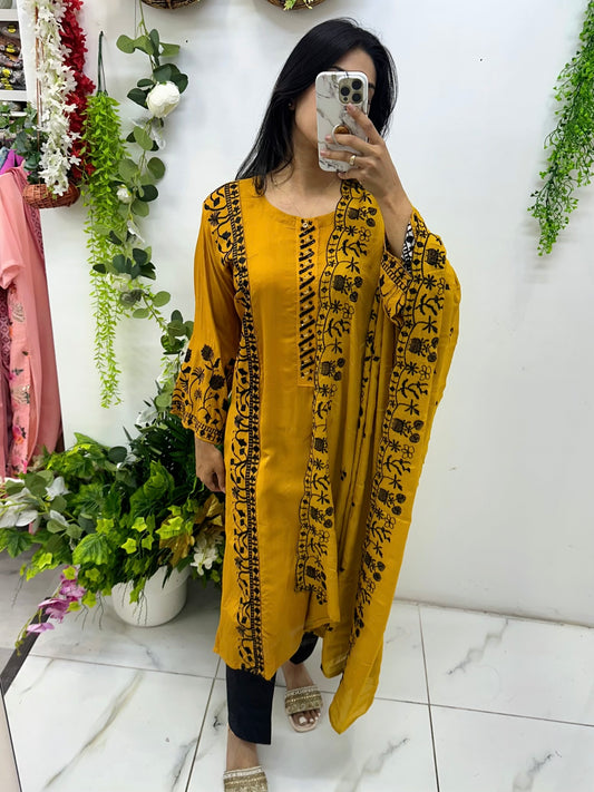 Mustard yellow & black suit