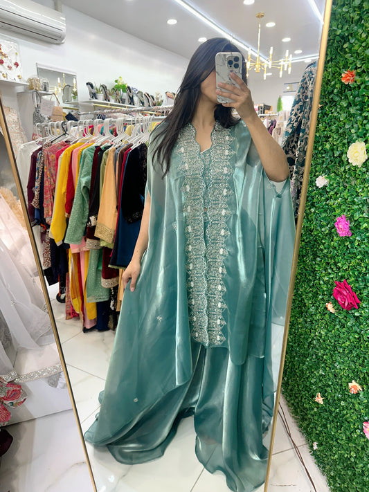 Silk tissue hand work cape