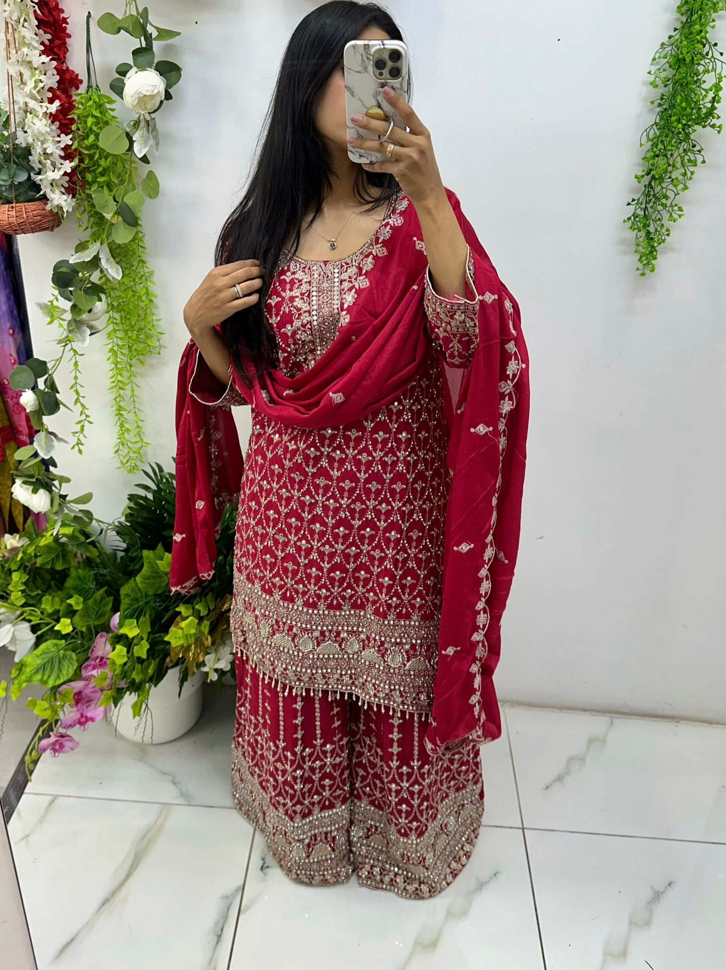 Vibrant stone & mirror party wear suit (click for colors)