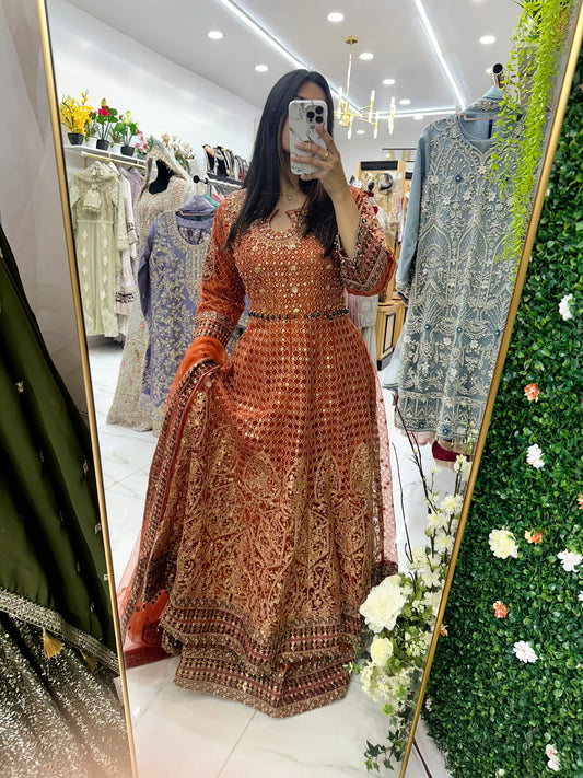 Rust orange two layer maxi suit