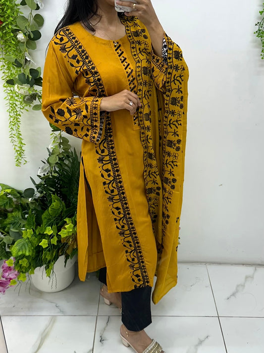 Mustard yellow & black suit