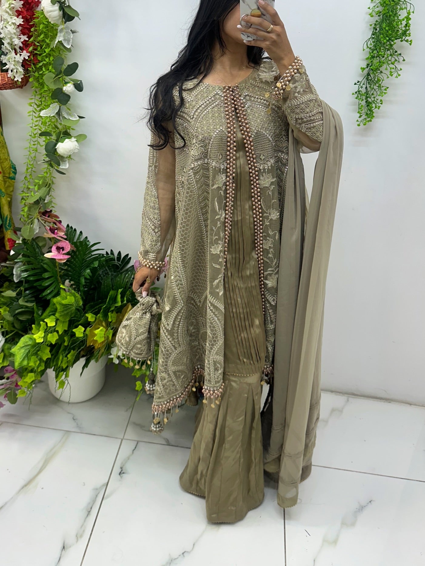 Light olive jacket style four piece suit