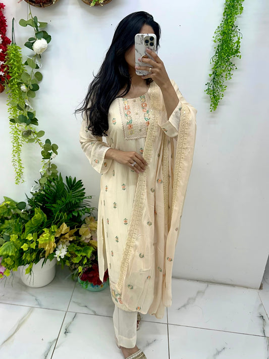 Cream linen three piece