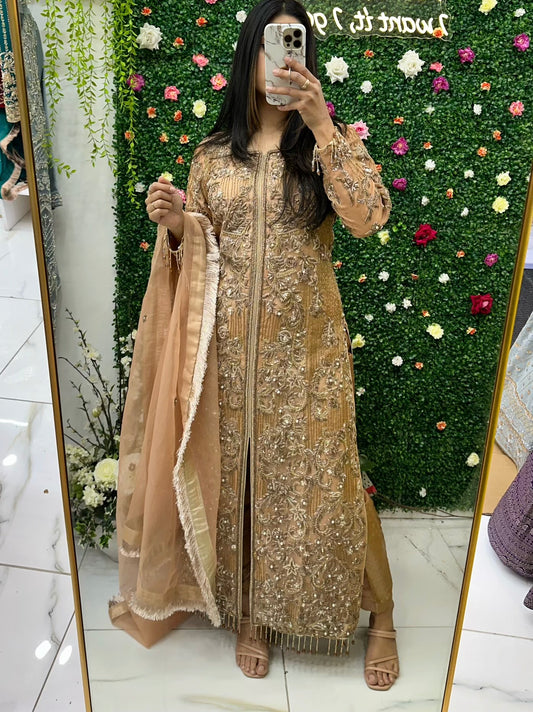 Rose gold heavy party wear suit
