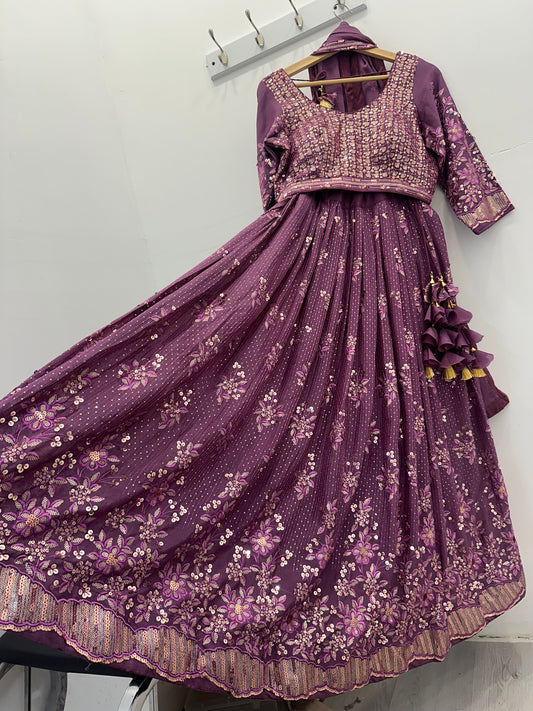 Purple sequenced lehenga choli