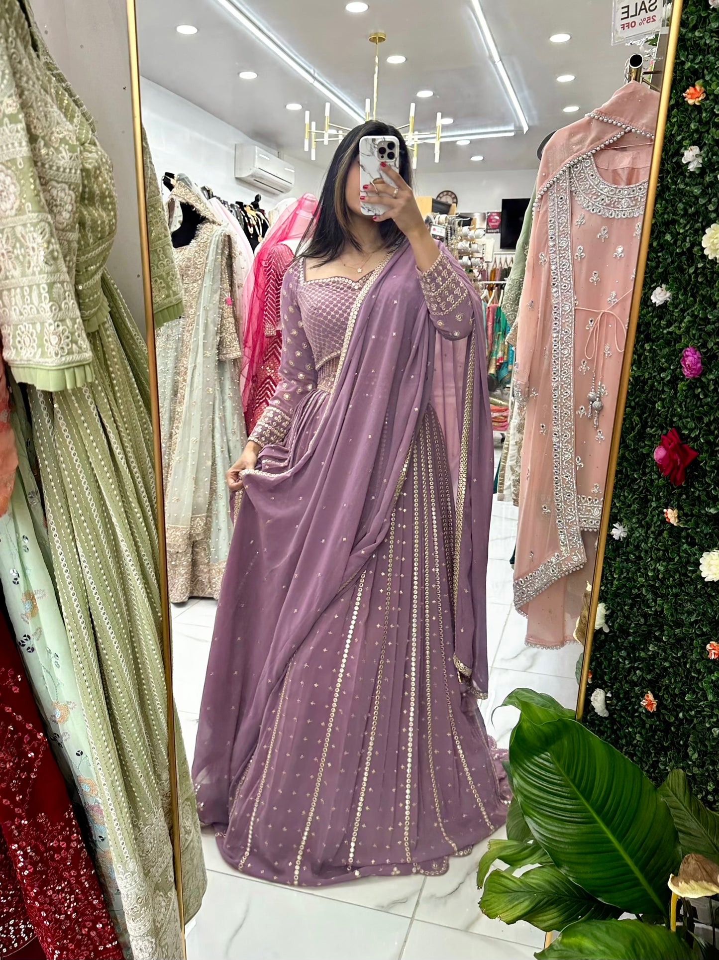 Light purple party wear lehenga
