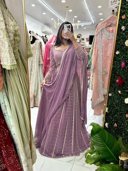 Light purple party wear lehenga