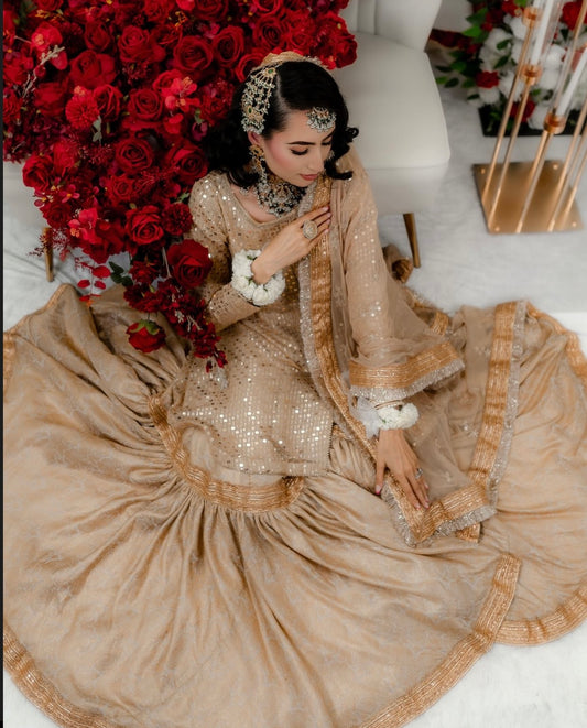 Gold sequined gharara