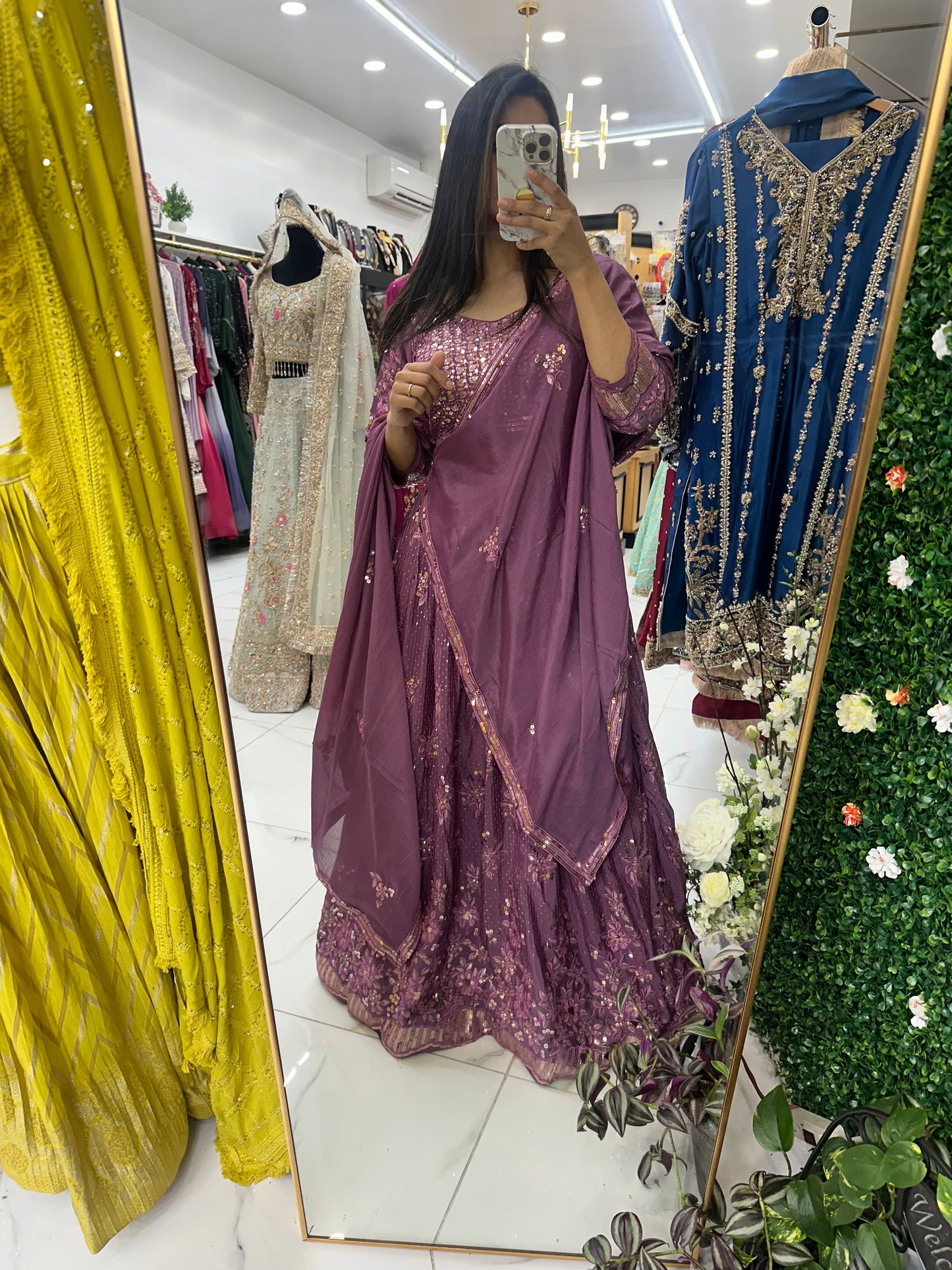 Purple sequenced lehenga choli