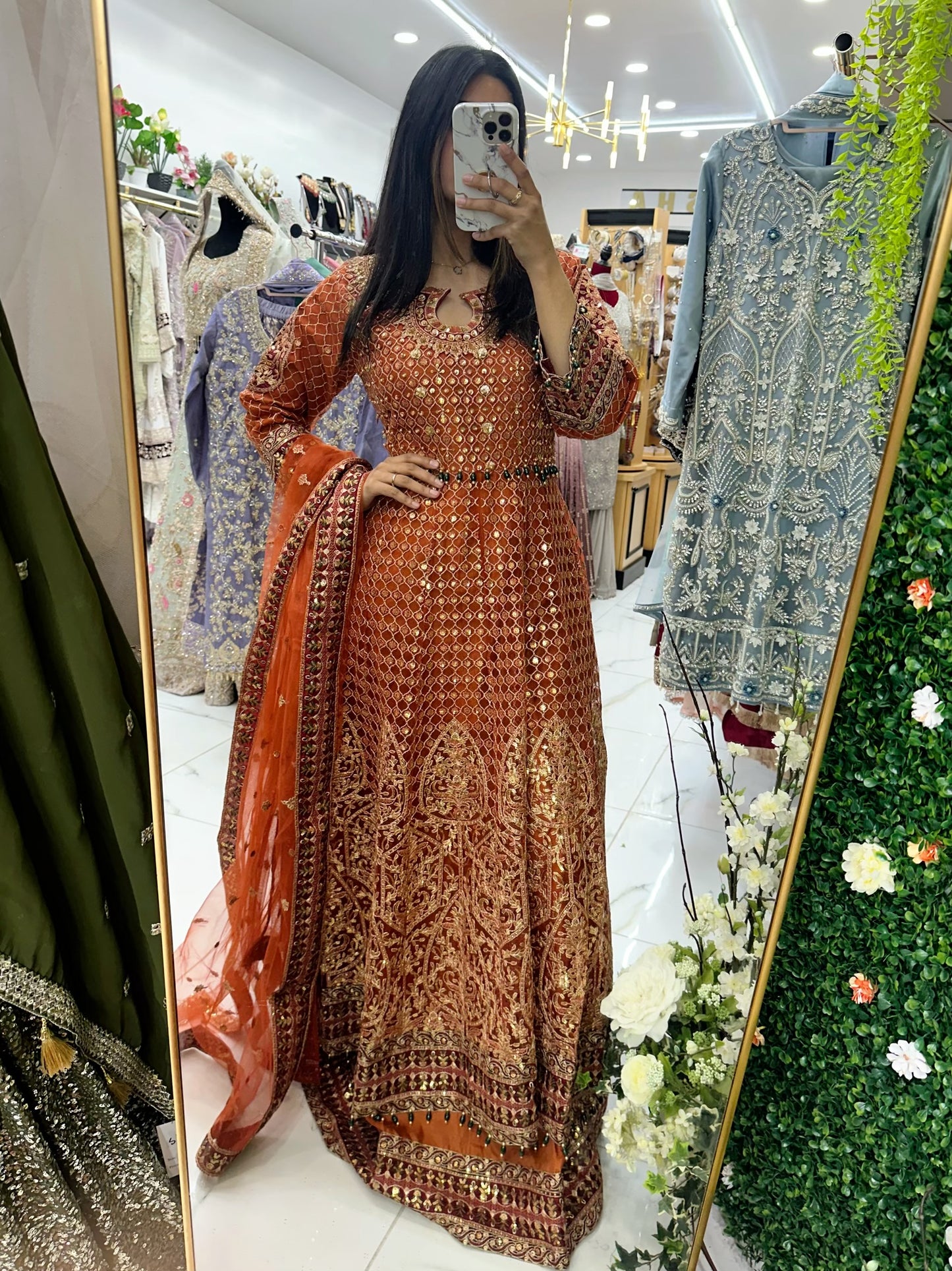 Rust orange two layer maxi suit