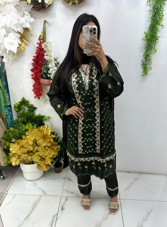 Dark green linen suit