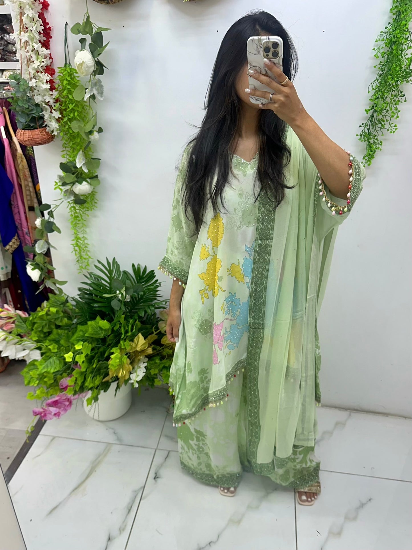 Light green kaftan suit