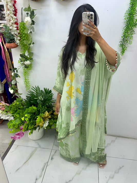Light green kaftan suit