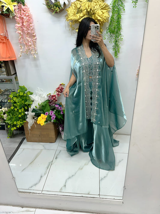 Silk tissue hand work cape