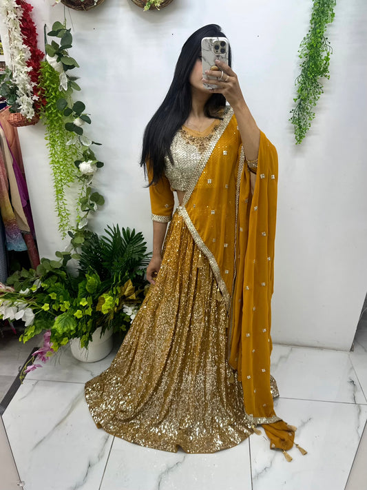 Light orange sequence lehenga