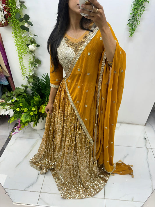 Light orange sequence lehenga