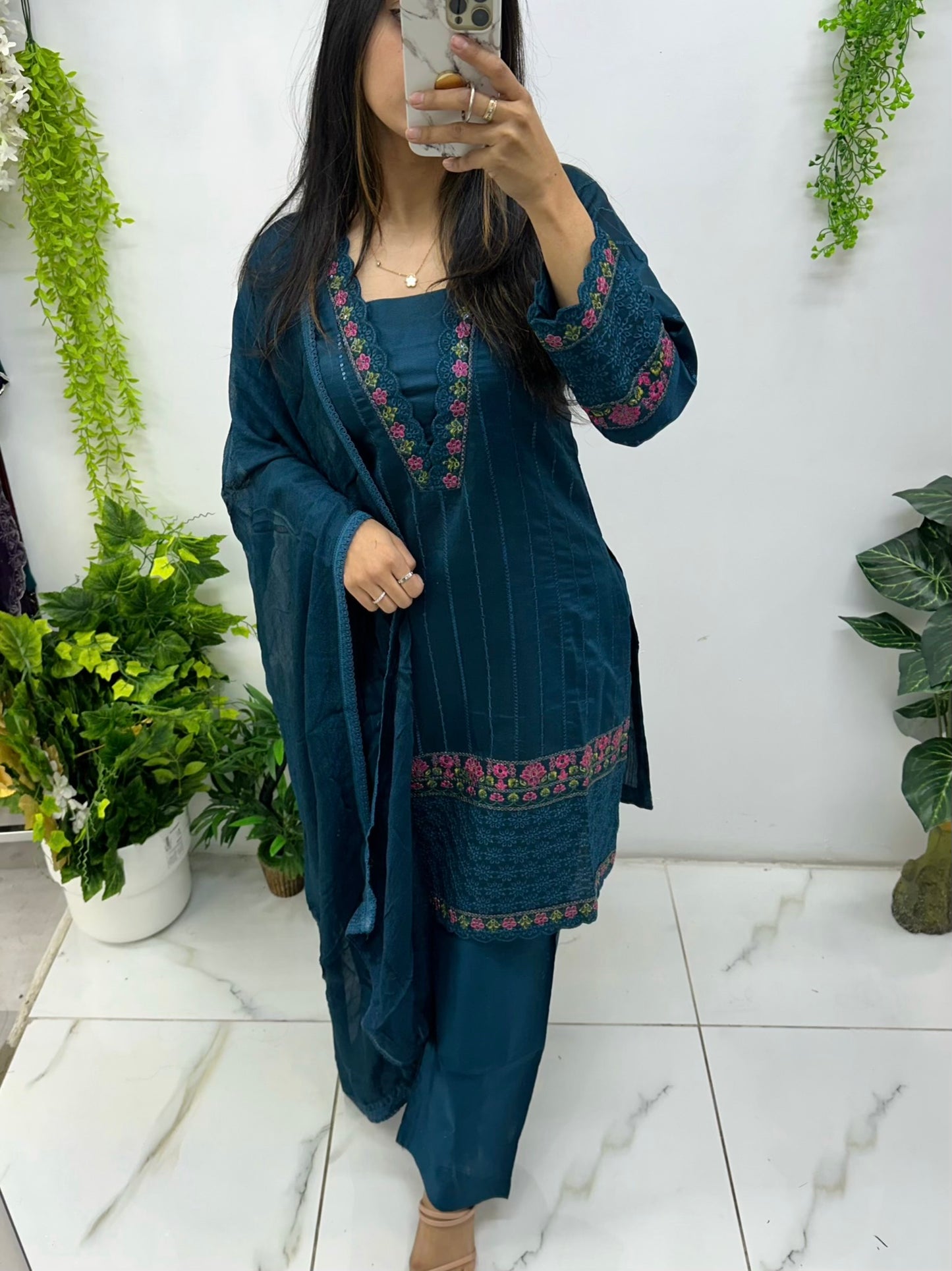 Zinc blue khaddi suit