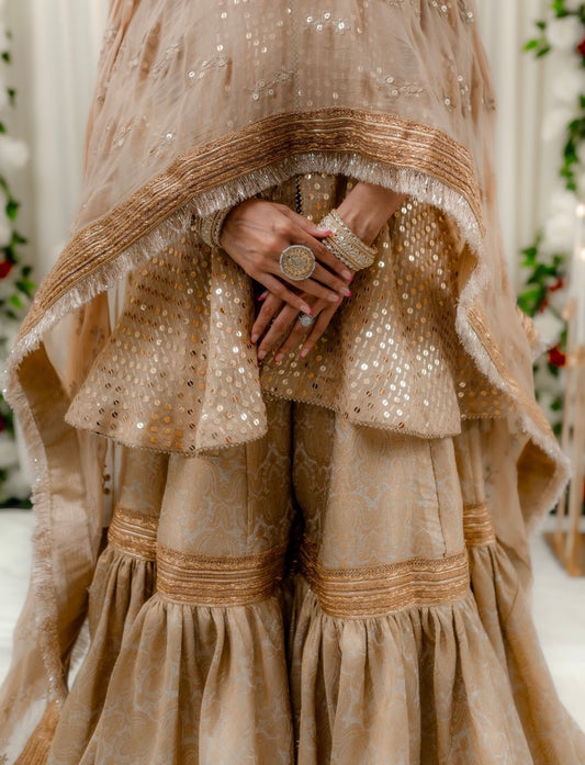 Gold sequined gharara