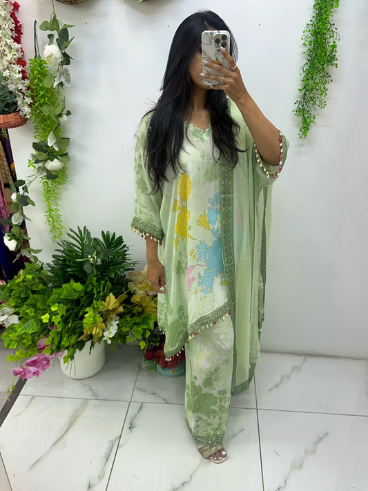 Light green kaftan suit