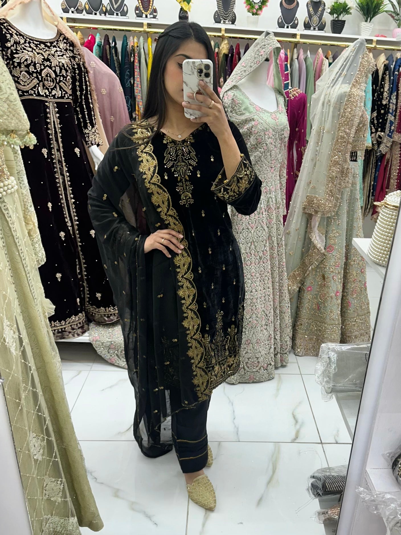 Black velvet three piece set