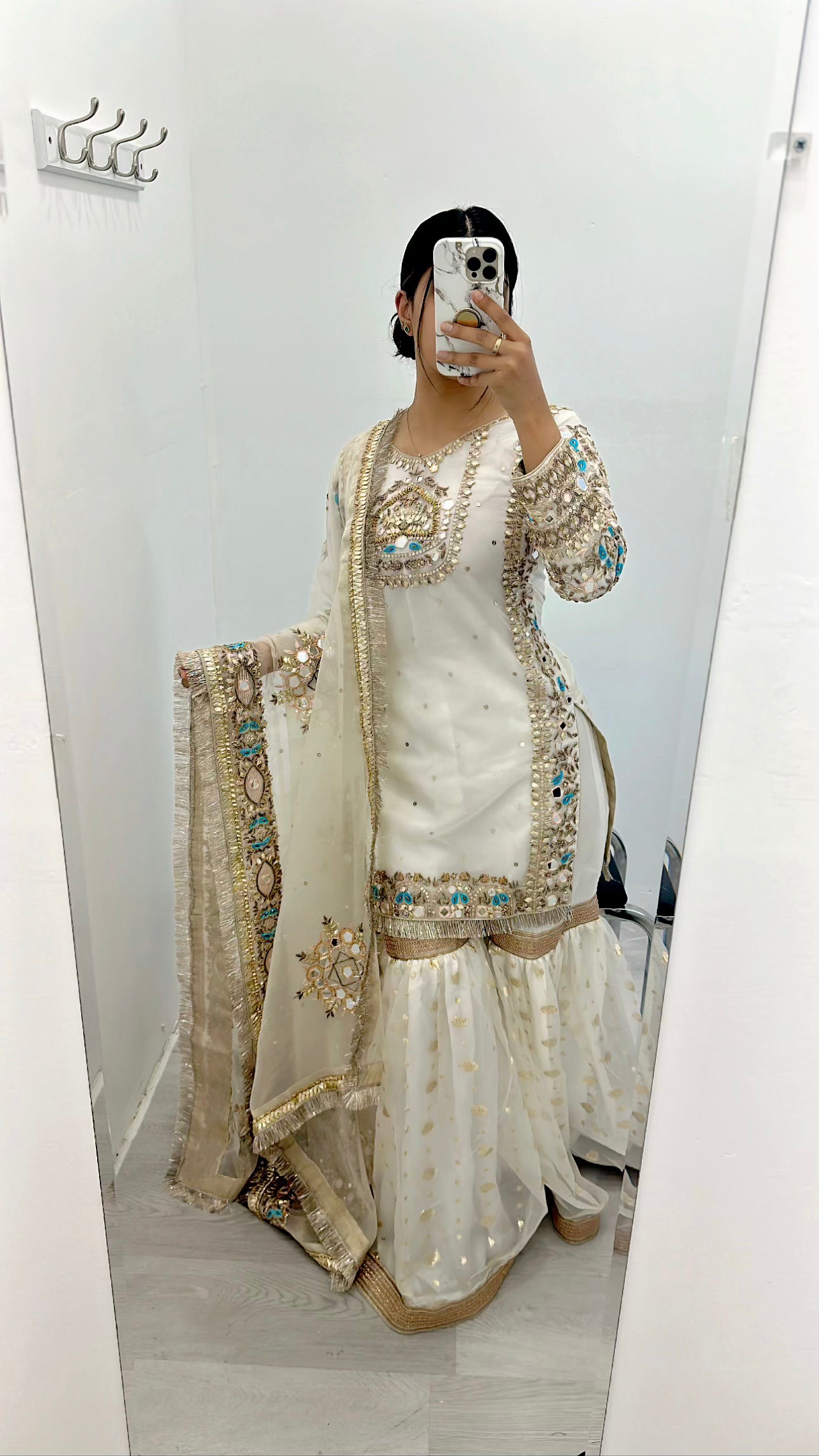 Bridal gharara suit with heavy mirror work duppata
