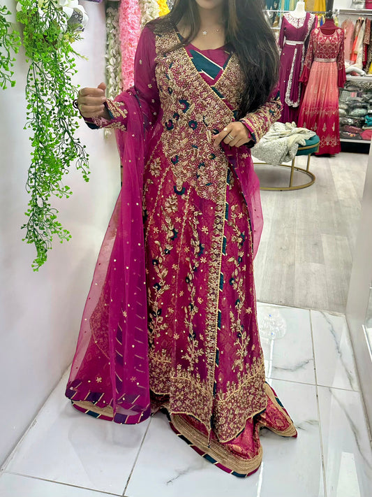 Magenta pink bridal anrekha lehenga suit