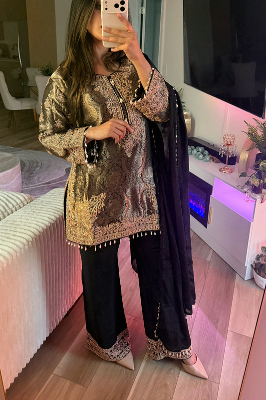 Black Banarasi hand work suit