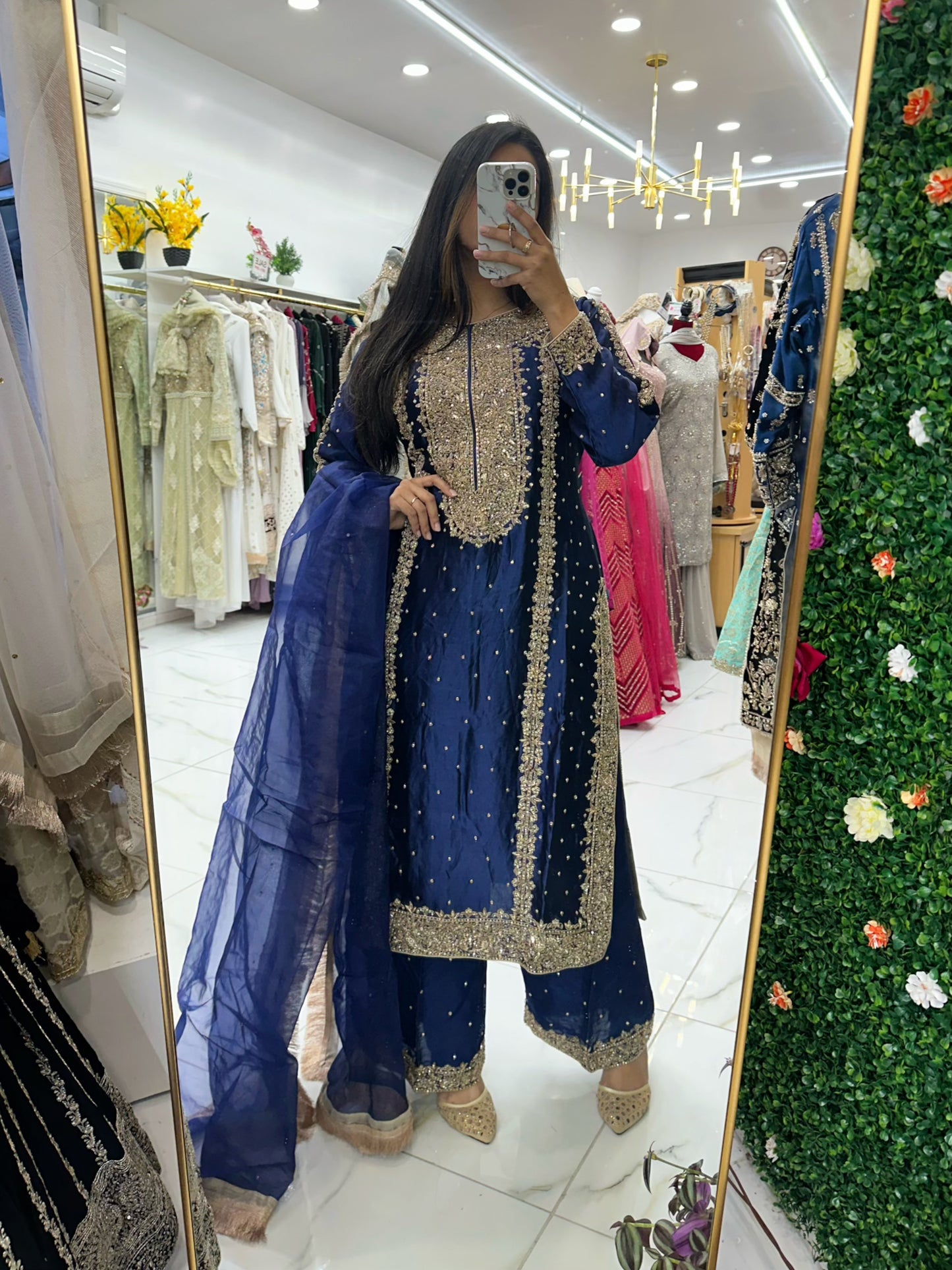 Royal blue heavy hand work party suit