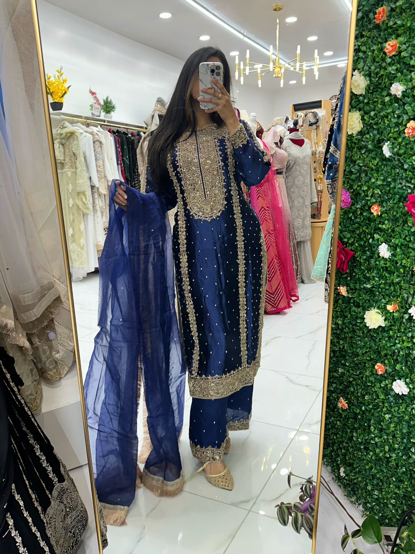 Royal blue heavy hand work party suit