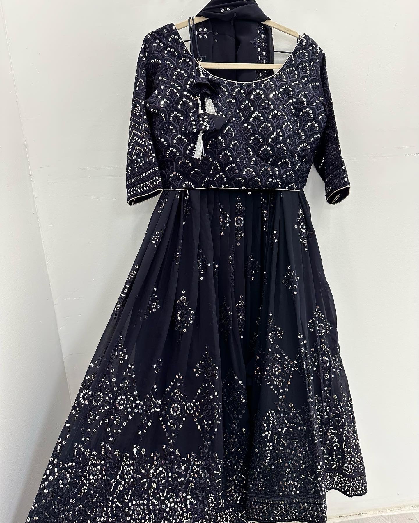Navy blue sequence work lehenga