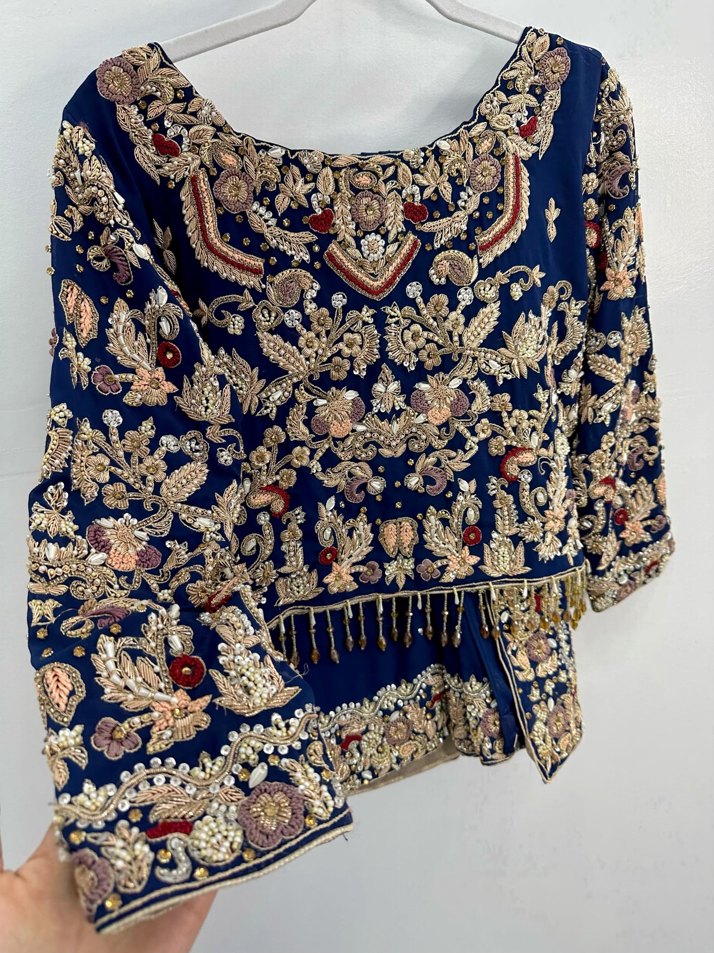 Ready made fancy royal blue saree