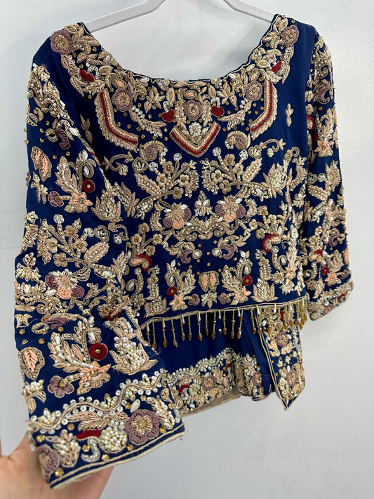 Ready made fancy royal blue saree