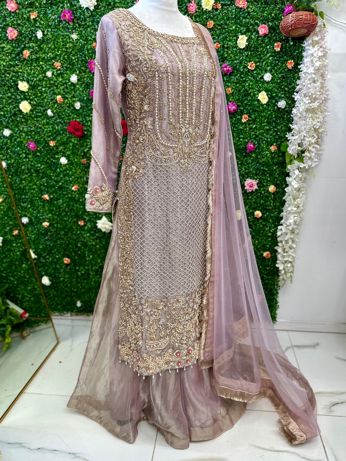 Lilac sharara party wear suit