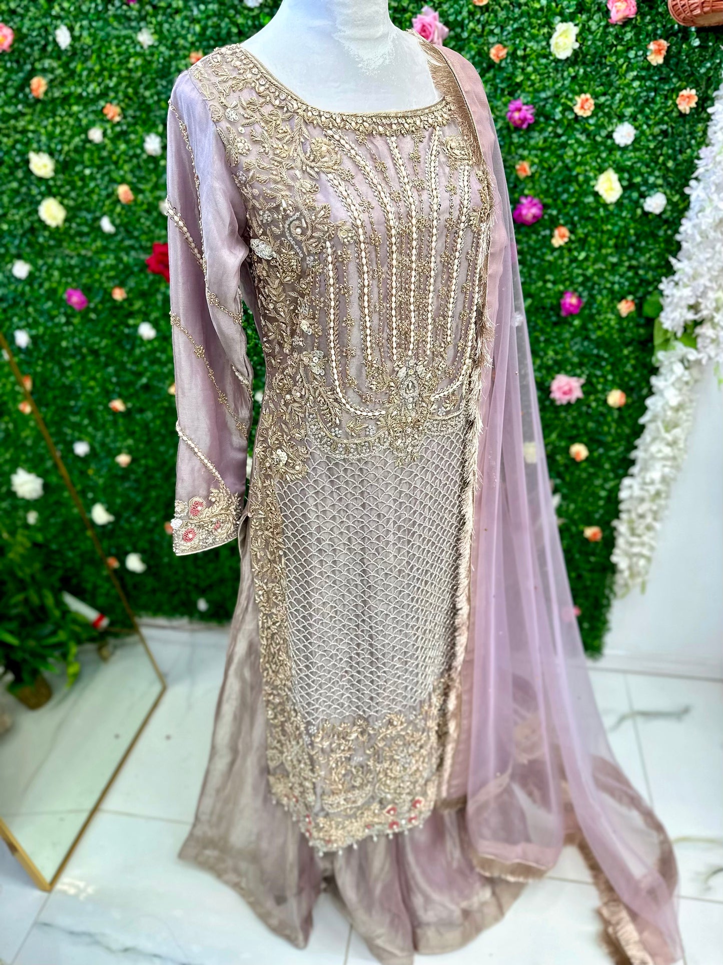 Lilac sharara party wear suit