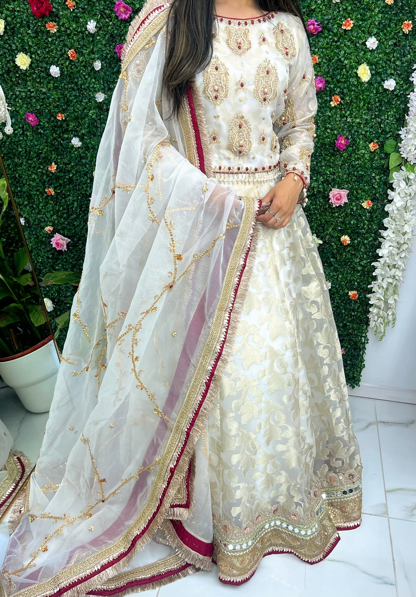 White bridal lehenga